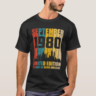 Awesome Since September 1980 Vintage 39Th Birthday T-Shirt