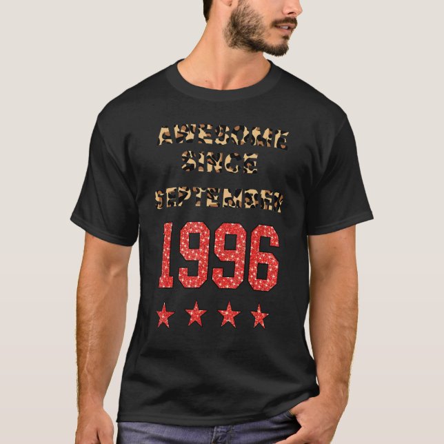 Awesome Since September 1996 Leopard 1996 Septembe T-Shirt (Front)