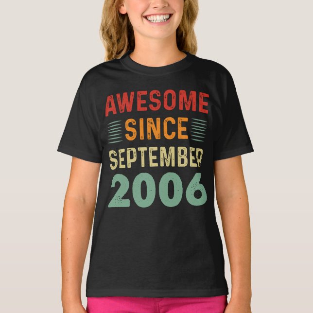 Awesome Since September 2006 Vintage Birthday T-Shirt (Front)