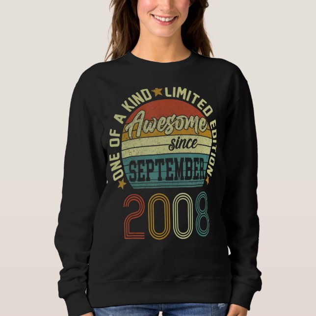 Awesome Since September 2008 14 Yrs Old 14th Birth Sweatshirt (Front)