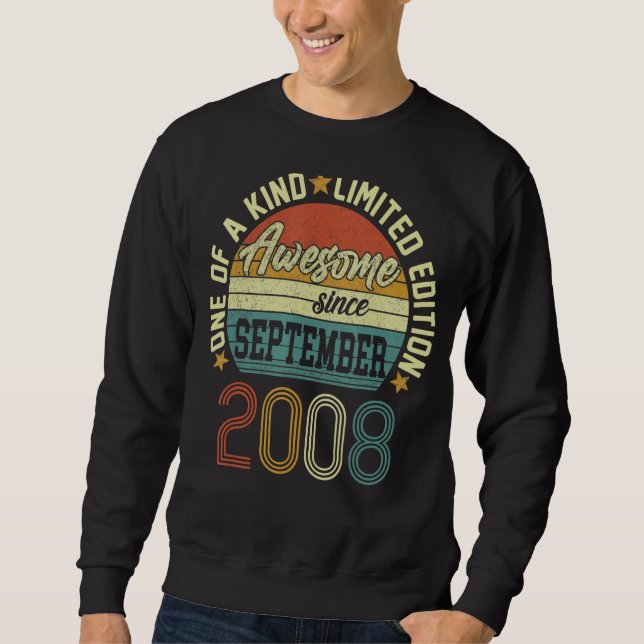 Awesome Since September 2008 14 Yrs Old 14th Birth Sweatshirt (Front)