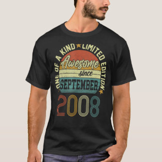 Awesome Since September 2008 14 Yrs Old 14th Birth T-Shirt