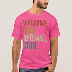 Awesome Since September 2009 Vintage 13th Birthday T-Shirt