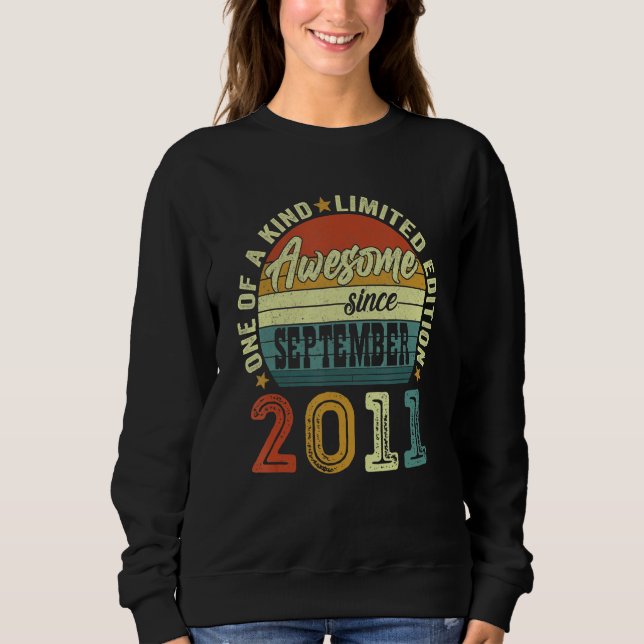 Awesome Since September 2011 11 Years Old 11th Bir Sweatshirt (Front)