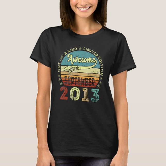 Awesome Since September 2013 9th Birthday  9 Year  T-Shirt (Front)