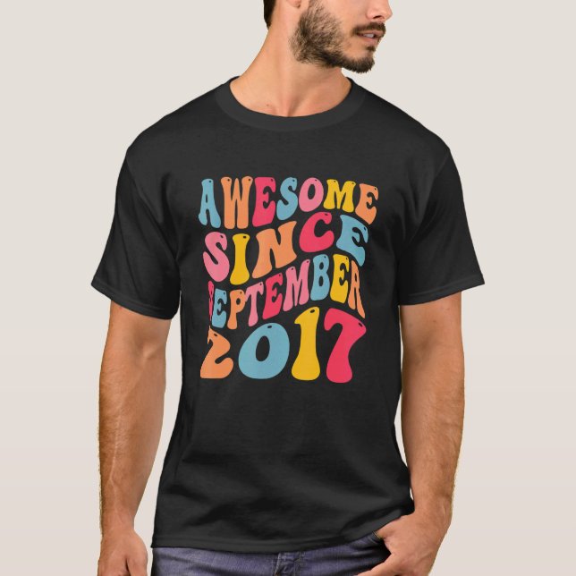 Awesome Since September 2017 5 Years Retro 5th Bir T-Shirt (Front)