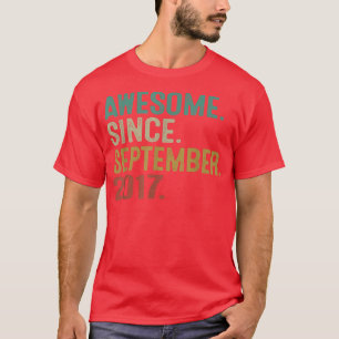 Awesome Since September 2017 Vintage 5th Birthday T-Shirt
