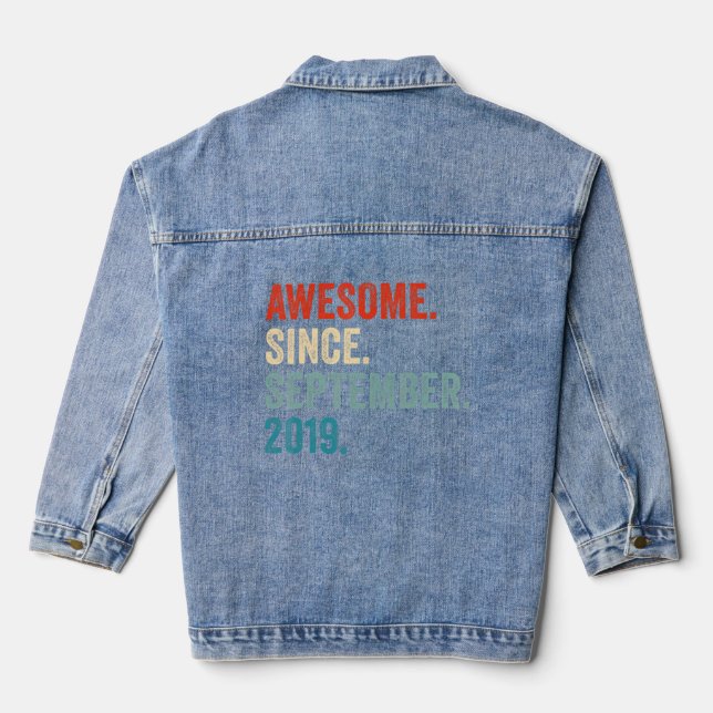 Awesome Since September 2019 3rd Birthday 3 Years  Denim Jacket (Back)