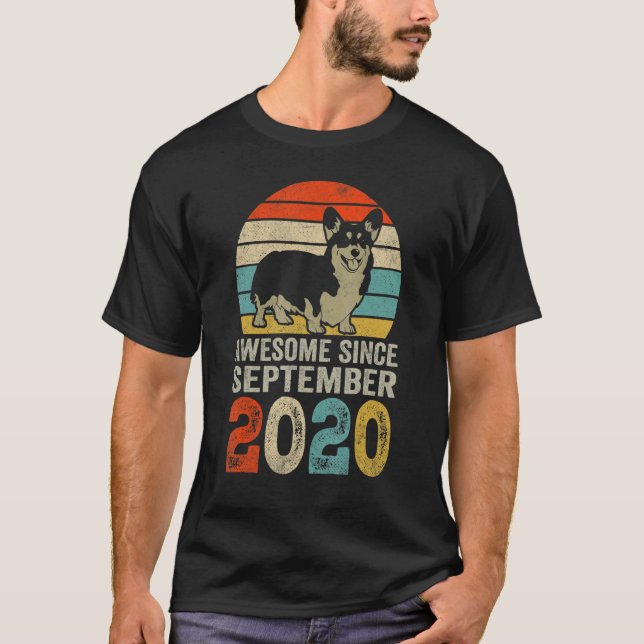 Awesome Since September 2020 2nd Birthday  Dog T-Shirt (Front)