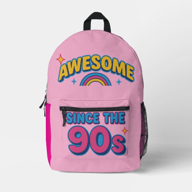 Awesome Since the 90s – Colourful Retro Y2K Style  Printed Backpack (Front)
