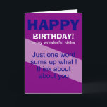 awesome sister birthday card<br><div class="desc">birthday greeting cards,  birthday greeting card for sister,  funny birthday greeting card</div>