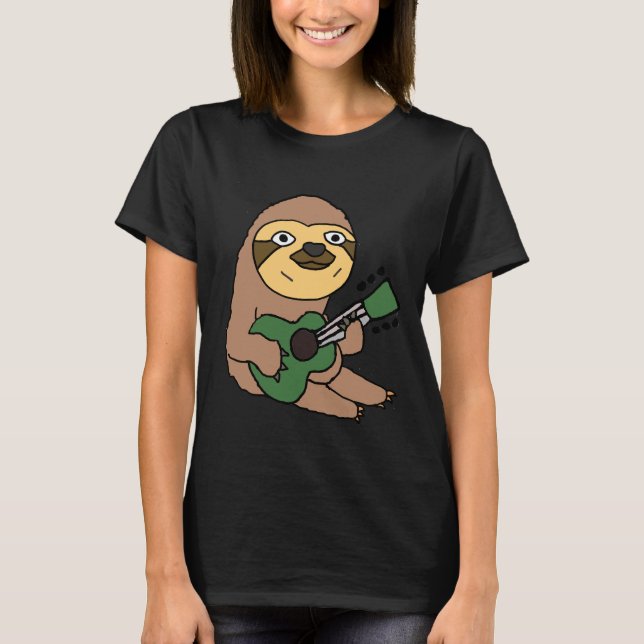 Awesome Sloth Playing Guitar Artwork T-Shirt (Front)