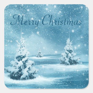 Awesome Snow Day, Christmas Tree Square Sticker
