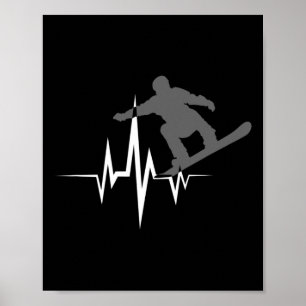 Awesome Snowboarder Heartbeat Cool Snowboarding He Poster