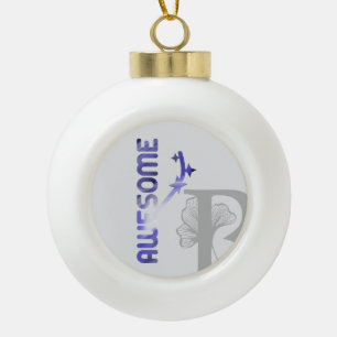 AWESOME Snowflake Abstract Gift Lavender Violet Ceramic Ball Christmas Ornament