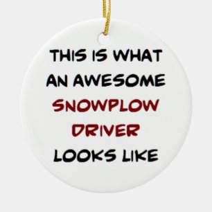 awesome snowplow driver ceramic tree decoration