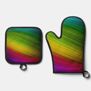 Awesome Spectrum of Rainbow Colors Oven Mitt & Pot Holder Set