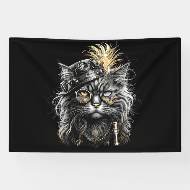 Awesome Steampunk Cat  Banner (Horizontal)