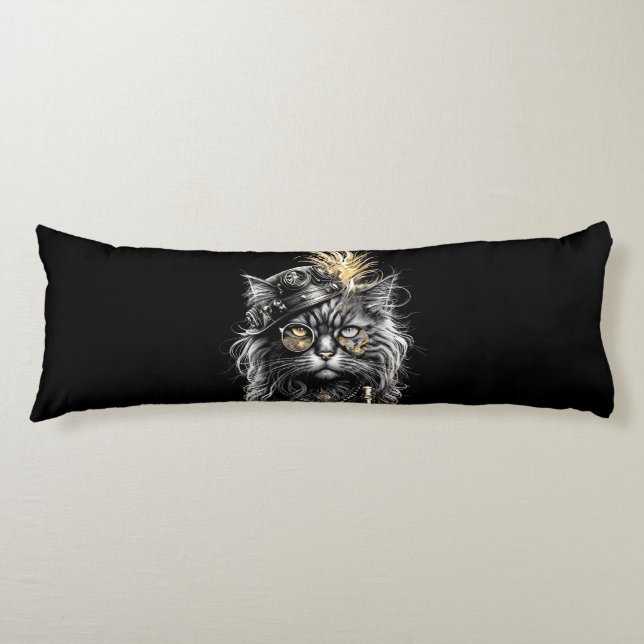 Awesome Steampunk Cat  Body Cushion (Front)