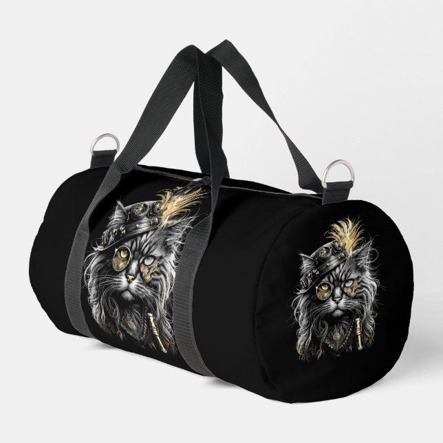 Awesome Steampunk Cat  Duffle Bag (Left Corner)