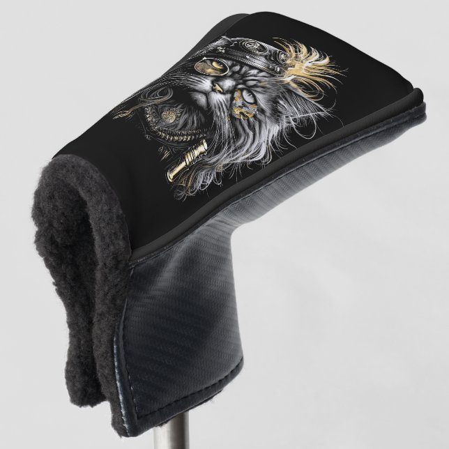 Awesome Steampunk Cat  Golf Head Cover (3/4 Front)
