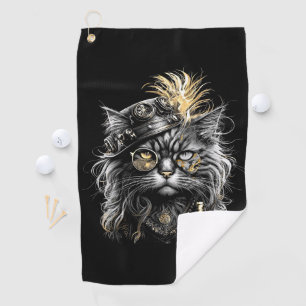 Awesome Steampunk Cat Golf Towel