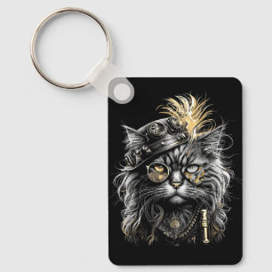 Awesome Steampunk Cat Key Ring