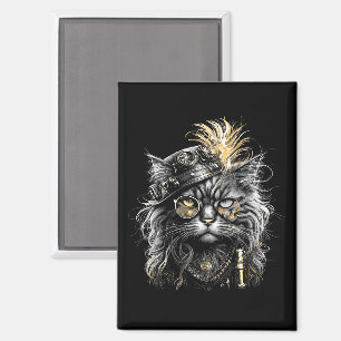 Awesome Steampunk Cat Magnet