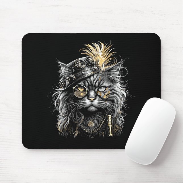 Awesome Steampunk Cat  Mouse Pad (With Mouse)