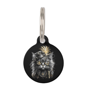 Awesome Steampunk Cat Name and Number Back Pet Tag