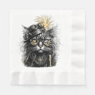 Awesome Steampunk Cat Napkin