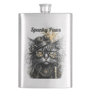 Awesome Steampunk Cat Personalize  Hip Flask