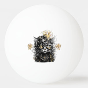 Awesome Steampunk Cat  Ping Pong Ball