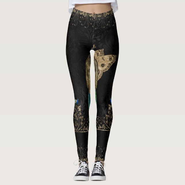 Awesome steampunk peacock leggings (Front)