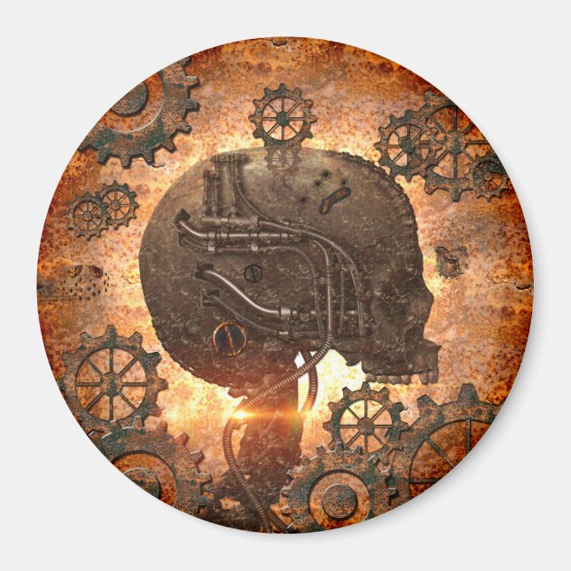 Awesome steampunk Skull Magnet (Front)
