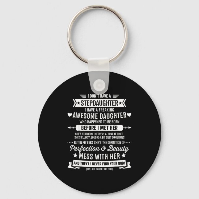 Awesome Stepdaughter For Step Bonus Dad Fathers Da Key Ring (Front)