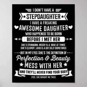 Awesome Stepdaughter For Step Bonus Dad Fathers Da Poster