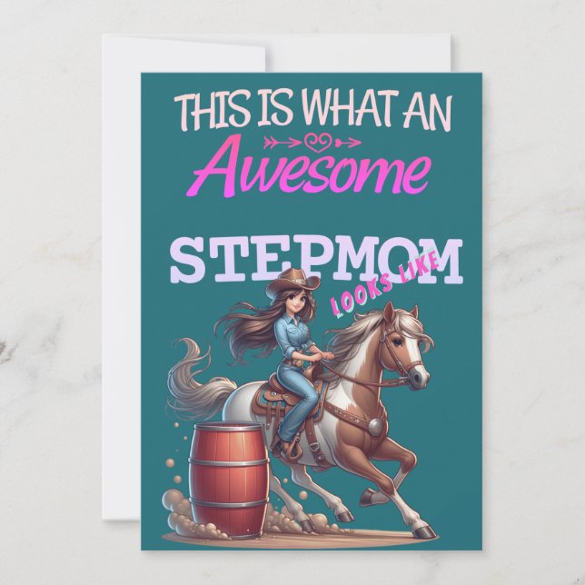  Awesome Stepmom Cowgirl Mother's Day Personalised Card (Front)