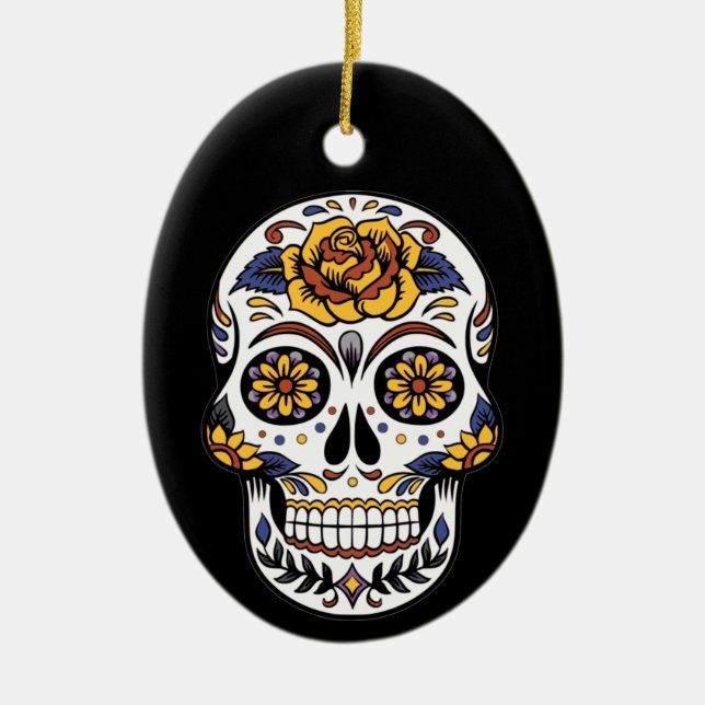 Awesome Sugar Skull   Ceramic Tree Decoration (Front)