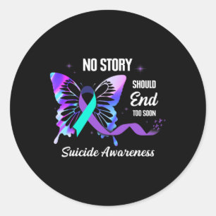 Awesome Suicide Prevention Survivor Ribbon Awarene Classic Round Sticker