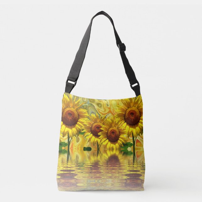 Awesome Sunflower Design Crossbody Bag (Front)