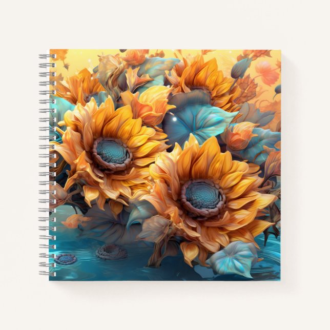 Awesome Sunflowers Bouquet Elegant Botanical Art Notebook (Front)