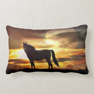Awesome Surreal Horse in the Moon Throw Pillow