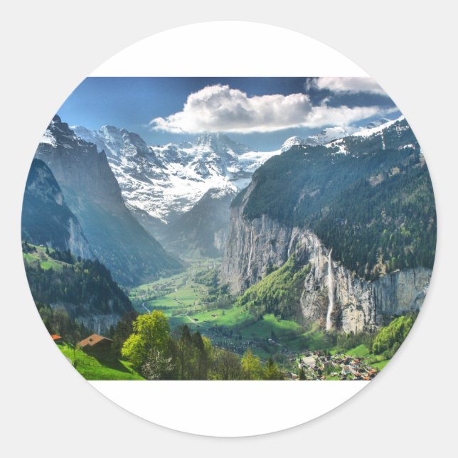 Awesome Switzerland Alps Classic Round Sticker (Front)
