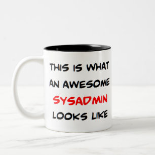 awesome sysadmin Two-Tone coffee mug