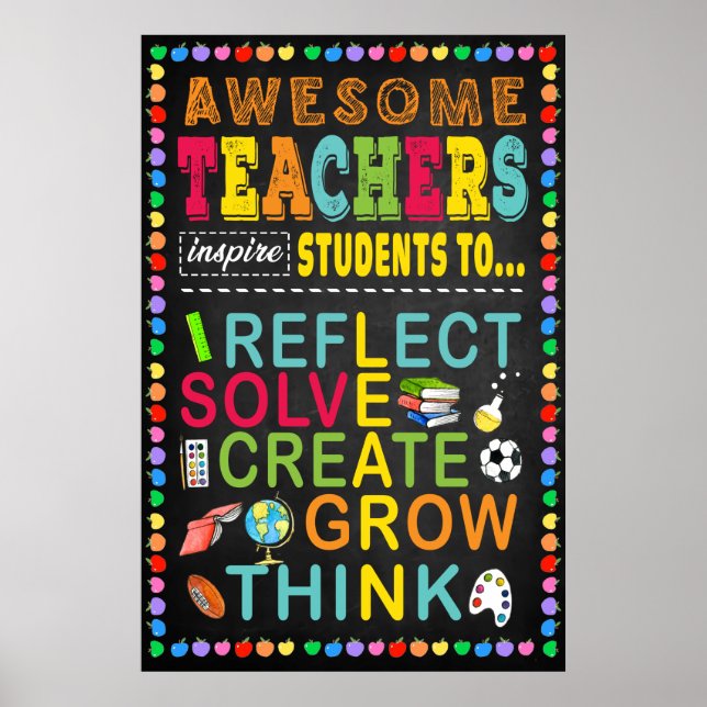 Awesome Teacher Inspire Student Classroom Poster (Front)