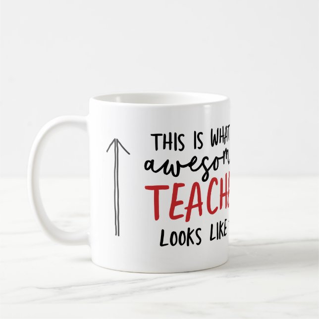 Awesome teacher modern typography gift coffee mug (Left)
