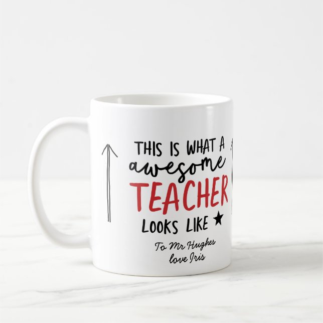 Awesome teacher modern typography gift coffee mug (Left)