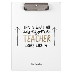 Awesome teacher modern typography gold clipboard
