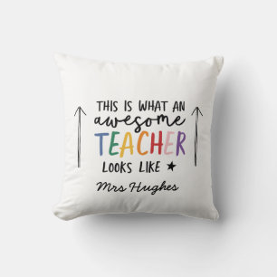 Awesome teacher modern typography rainbow gift cushion